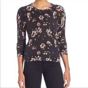 Equipment Femme Women's 100% Cashmere Shirley Crew Sweater Black Floral Size XS